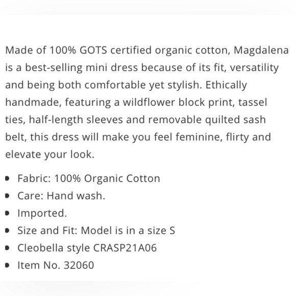 🆕 Cleobella Magdalena Wildflower Certified Organic Cotton Mini Dress - Picture 12 of 16